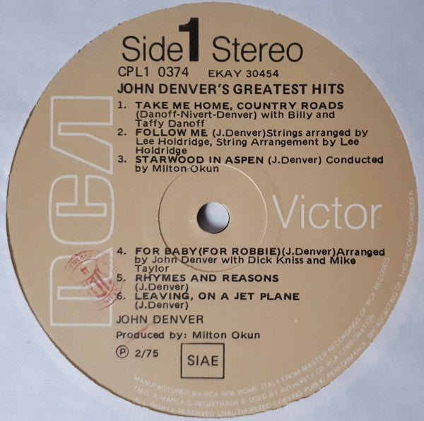 John Denver : John Denver's Greatest Hits (LP, Comp)