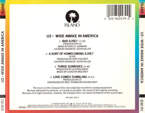 U2 : Wide Awake In America (CD, EP)