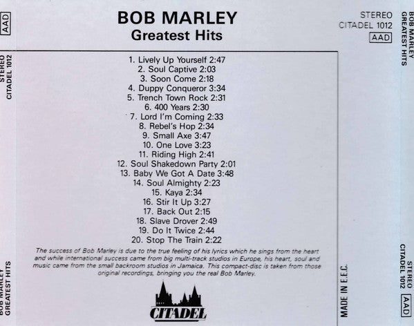 Bob Marley : Greatest Hits (CD, Comp)