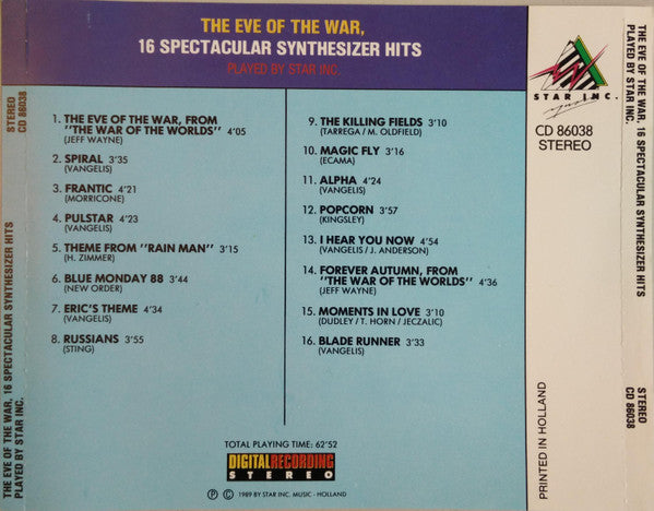 Star Inc. : The Eve Of The War, 16 Spectacular Synthesizer Hits (CD, Album)