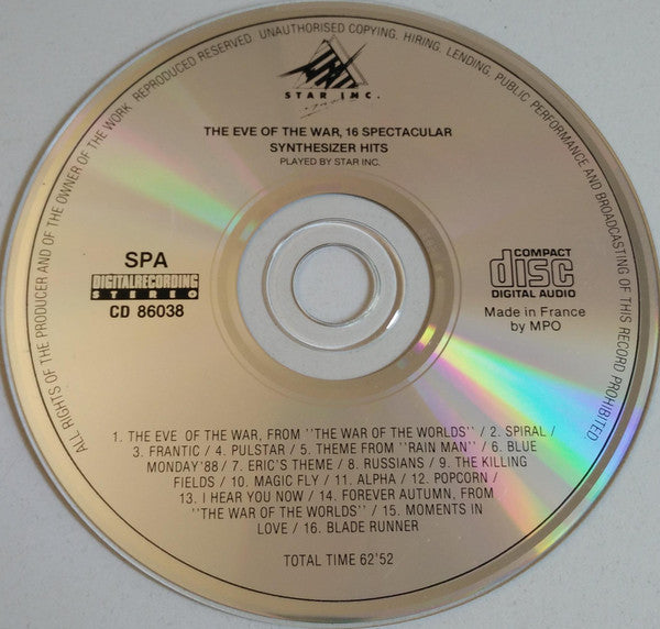 Star Inc. : The Eve Of The War, 16 Spectacular Synthesizer Hits (CD, Album)