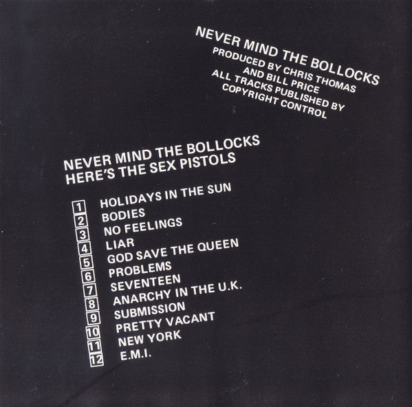 Sex Pistols : Never Mind The Bollocks Here's The Sex Pistols (CD, Album, RP)