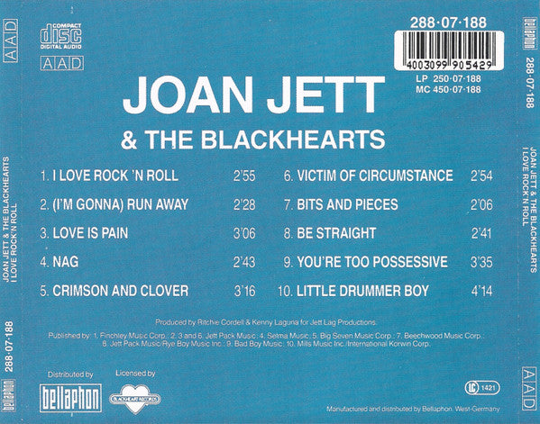 Joan Jett & The Blackhearts : I Love Rock 'N Roll (CD, Album, RE)