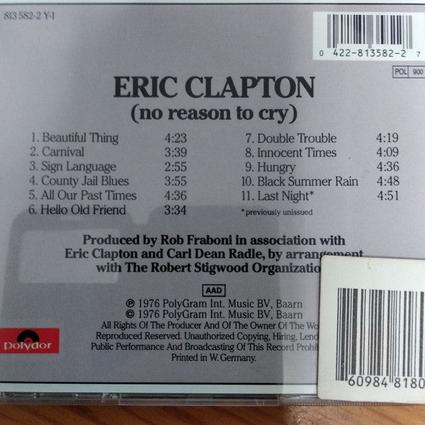 Eric Clapton : No Reason To Cry (CD, Album, RE)