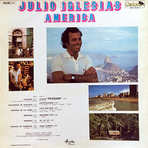 Julio Iglesias : America (LP, Album, RE)