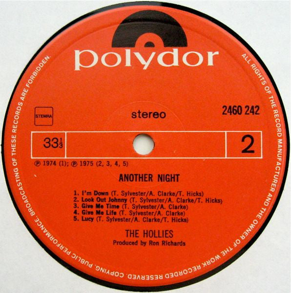 The Hollies : Another Night (LP, Album, Gat)