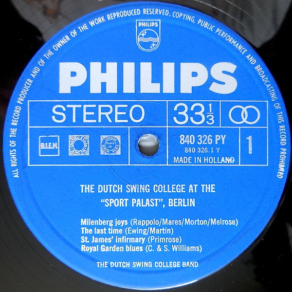 The Dutch Swing College Band : Dutch Swing College At The "Sport Palast", Berlin (LP, Album)