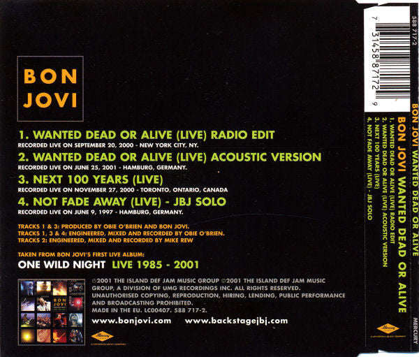 Bon Jovi : Wanted Dead Or Alive (CD, Maxi)