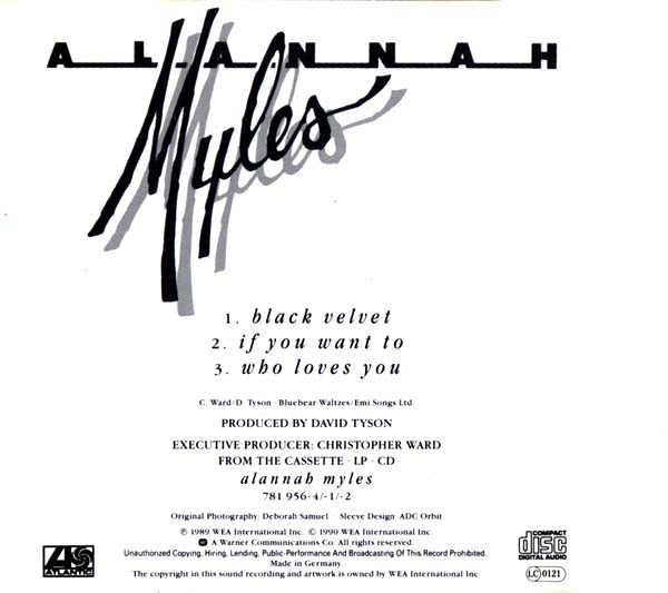 Alannah Myles : Black Velvet (CD, Single)