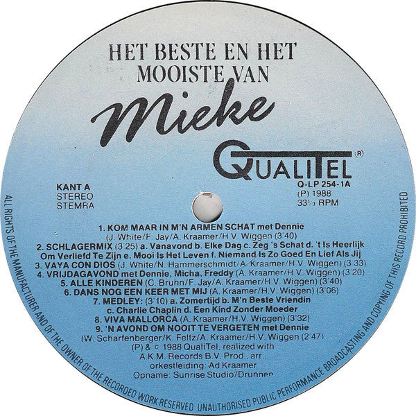 Mieke : Het Beste En Het Mooiste Van Mieke (LP, Comp)