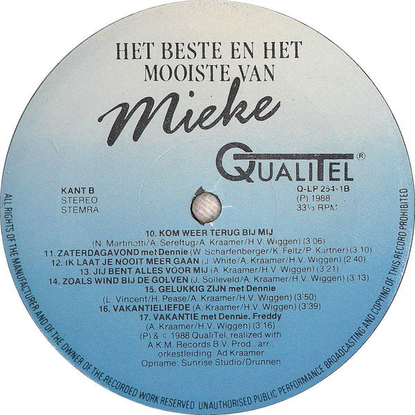 Mieke : Het Beste En Het Mooiste Van Mieke (LP, Comp)