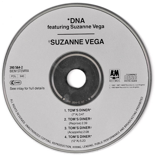 DNA Featuring Suzanne Vega : Tom's Diner (CD, Maxi)