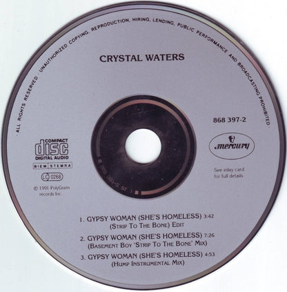 Crystal Waters : Gypsy Woman (La Da Dee La Da Da) (CD, Single)