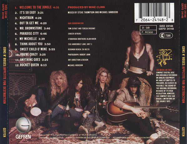 Guns N' Roses : Appetite For Destruction (CD, Album, RE, RP, Son)