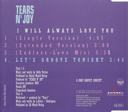 Tears N' Joy : I Will Always Love You (Ultimate Dance Version) (CD, Maxi)