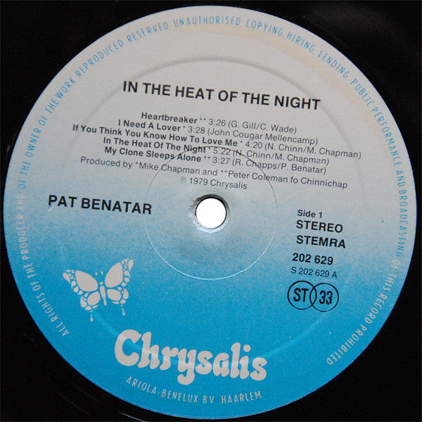 Pat Benatar : In The Heat Of The Night (LP, Album, RE)