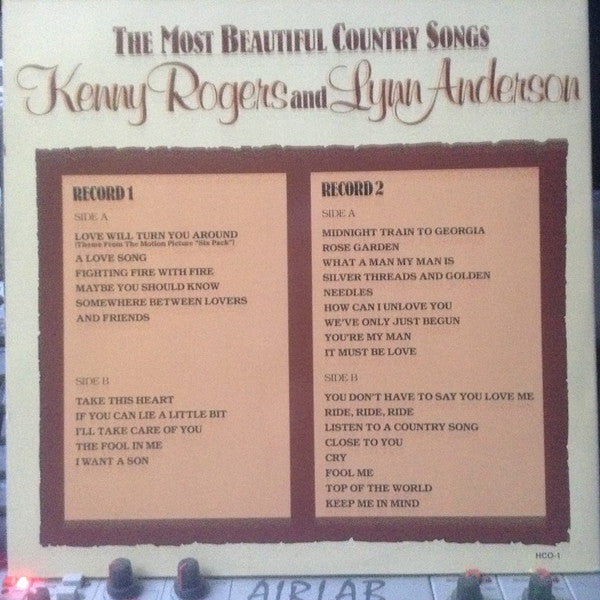 Kenny Rogers And Lynn Anderson : The Most Beautiful Country Songs (2xLP, Comp)