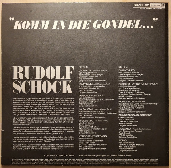 Rudolf Schock : Komm In Die Gondel... (LP, Album)