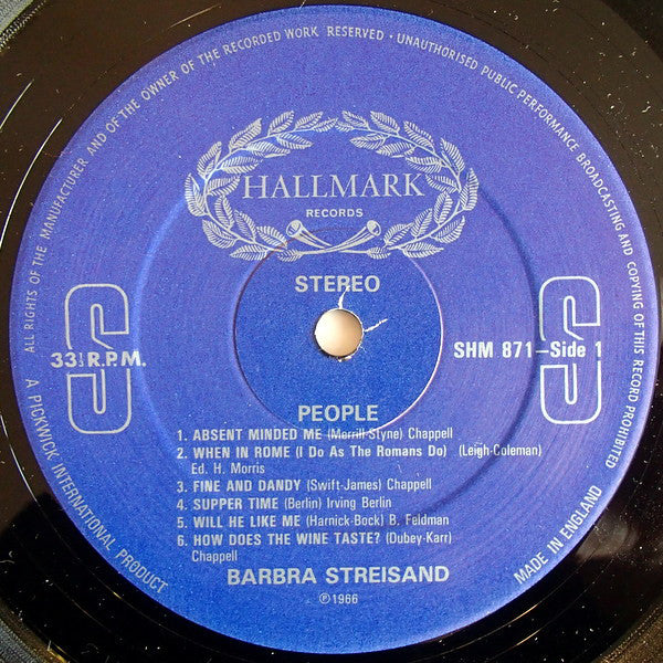 Barbra Streisand : People (LP, Album, RE)