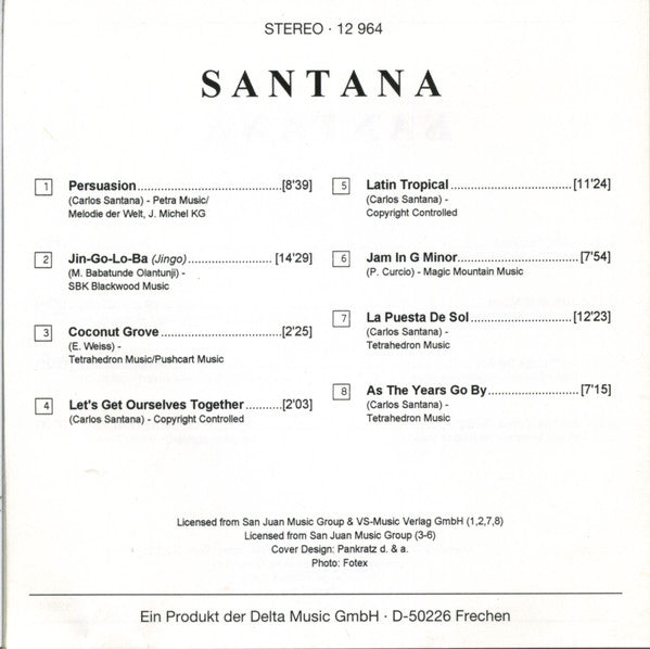 Santana : Santana (CD, Comp, Unofficial)