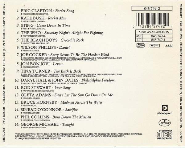 Various : Two Rooms - Celebrating The Songs Of Elton John & Bernie Taupin (CD, Album)