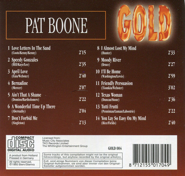 Pat Boone : Gold (CD, Comp)