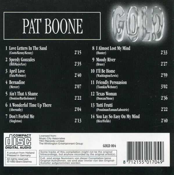 Pat Boone : Gold (CD, Comp)