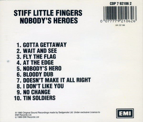 Stiff Little Fingers : Nobody's Heroes (CD, Album, RE, RP)