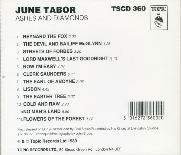 June Tabor : Ashes And Diamonds (CD, Album, RE)