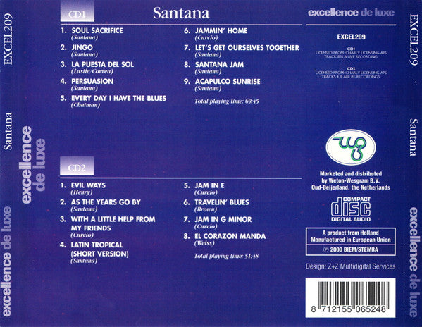 Santana : Legendary Latin Rock Tracks. Excellence De Luxe (2xCD, Comp, sli)