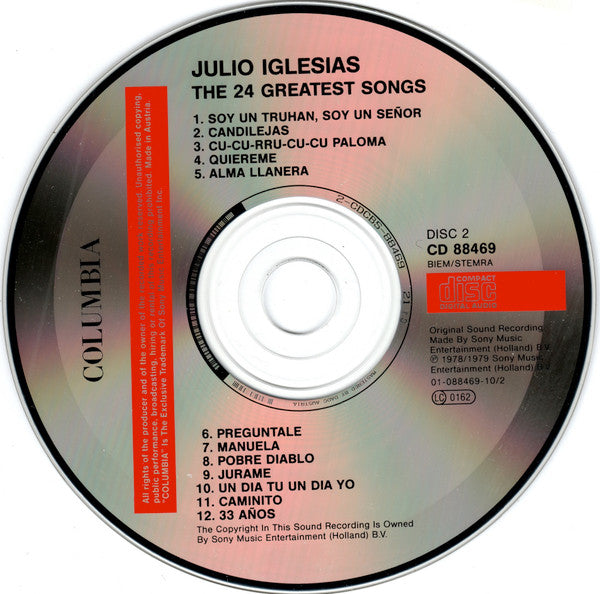 Julio Iglesias : The 24 Greatest Songs (2xCD, Comp)