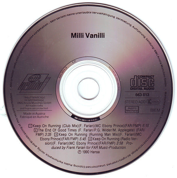 Milli Vanilli : Keep On Running (CD, Maxi)