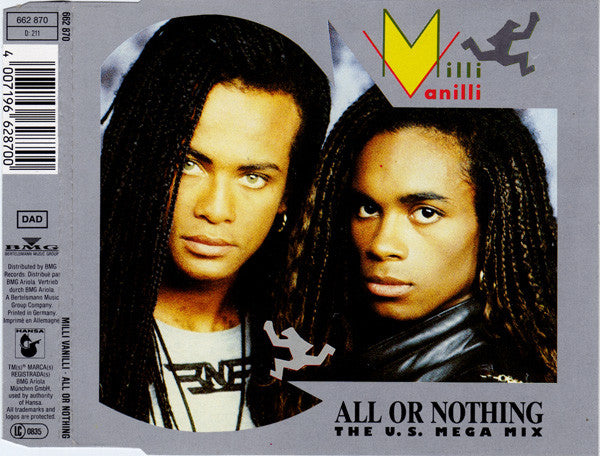 Milli Vanilli : All Or Nothing (The U.S. Mega Mix) (CD, Maxi)