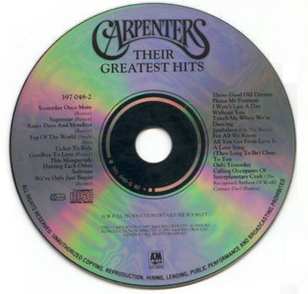 Carpenters : Their Greatest Hits (CD, Comp)