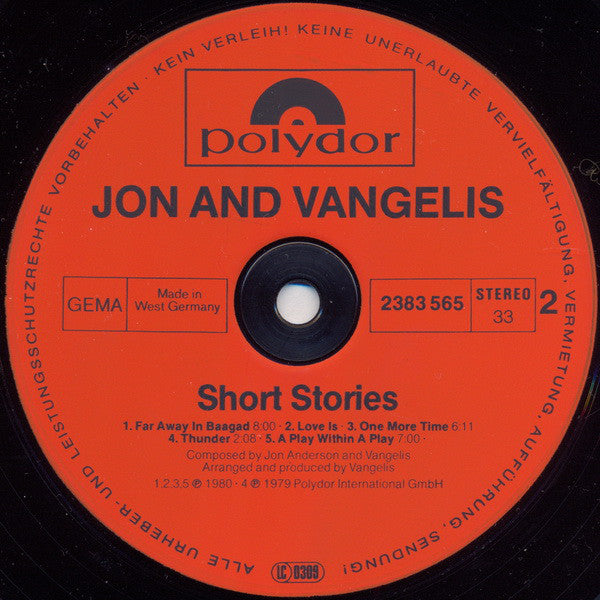 Jon & Vangelis : Short Stories (LP, Album)