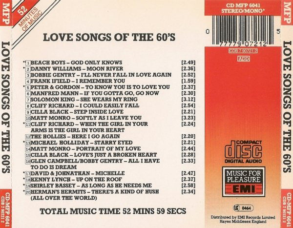 Various : Love Songs Of The 60♥s (CD, Comp)