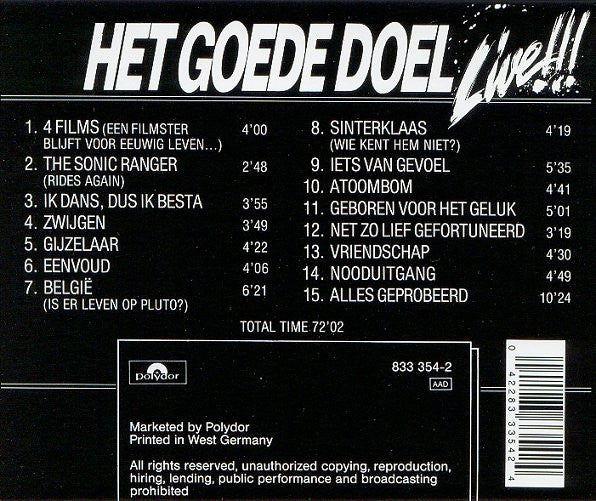 Het Goede Doel : Live!!! (CD, Album)