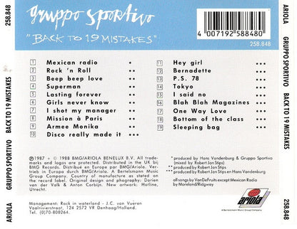 Gruppo Sportivo : Back To 19 Mistakes (CD, Comp)