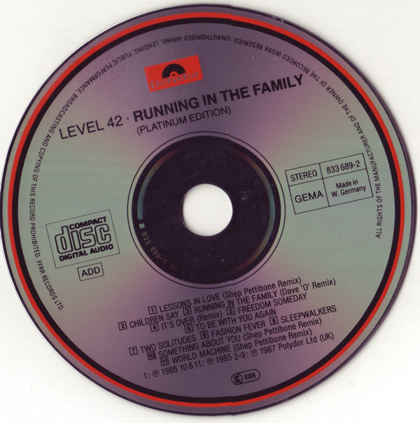 Level 42 : Running In The Family (Platinum Edition) (CD, Album)