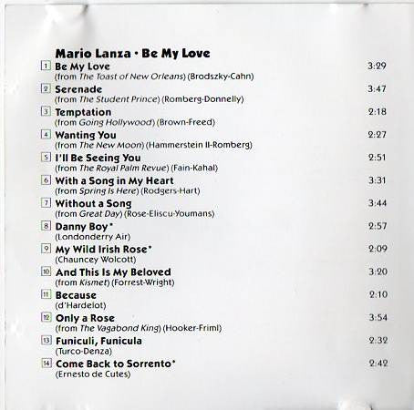 Mario Lanza : Be My Love (CD, Album, Comp)