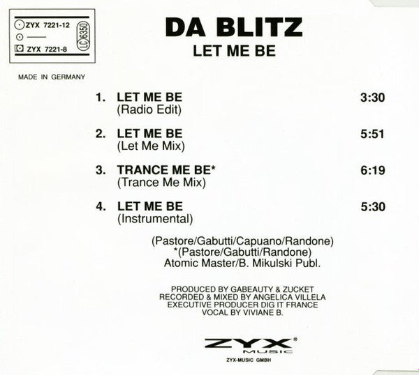 Da Blitz : Let Me Be (CD, Maxi)