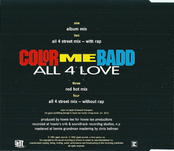 Color Me Badd : All 4 Love (CD, Single)