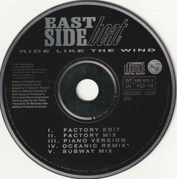 East Side Beat : Ride Like The Wind (CD, Single)