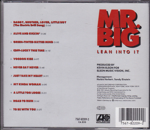 Mr. Big : Lean Into It (CD, Album, RE, RP)