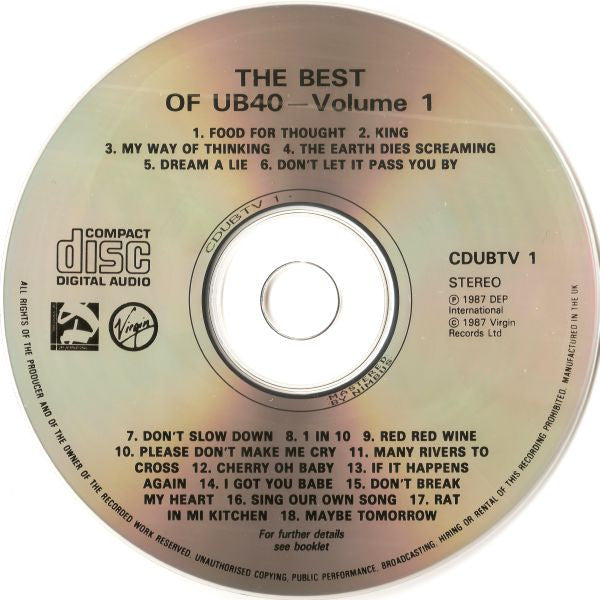 UB40 : The Best Of UB40 - Volume 1 (CD, Comp)