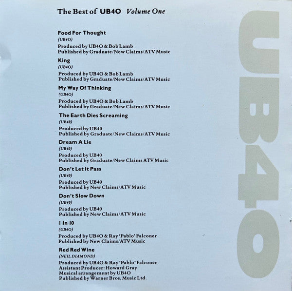 UB40 : The Best Of UB40 - Volume 1 (CD, Comp)