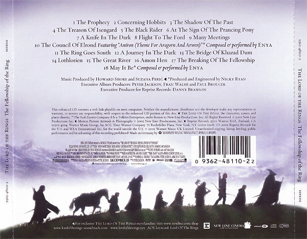 Howard Shore : The Lord Of The Rings: The Fellowship Of The Ring (Original Motion Picture Soundtrack) (CD, Album, Enh)