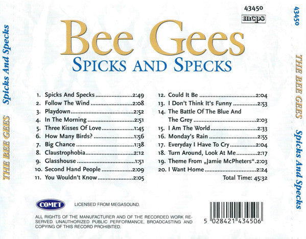 Bee Gees : Spicks And Specks (CD, Comp)