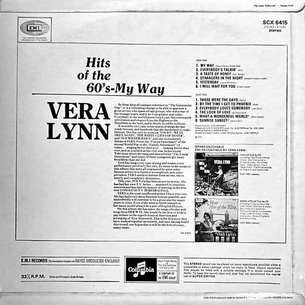 Vera Lynn : Hits Of The 60's - My Way (LP, Album)