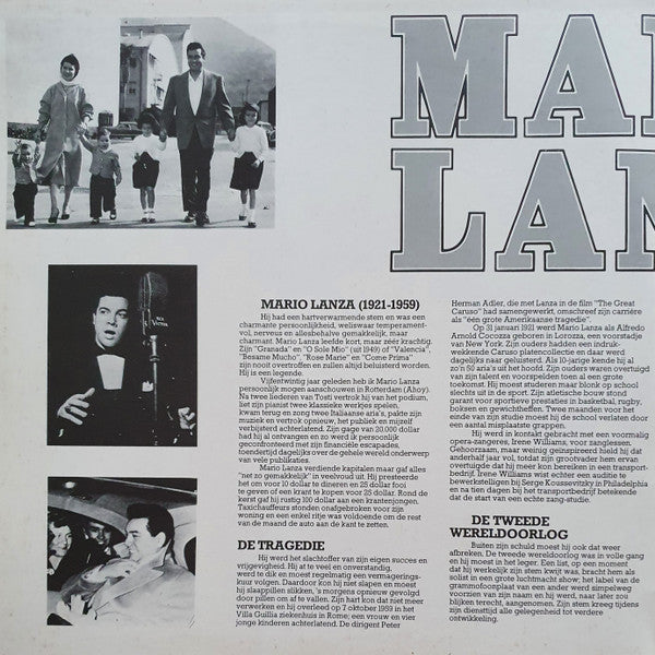 Mario Lanza : Zijn Grootste Successen (2xLP, Comp, Gat)